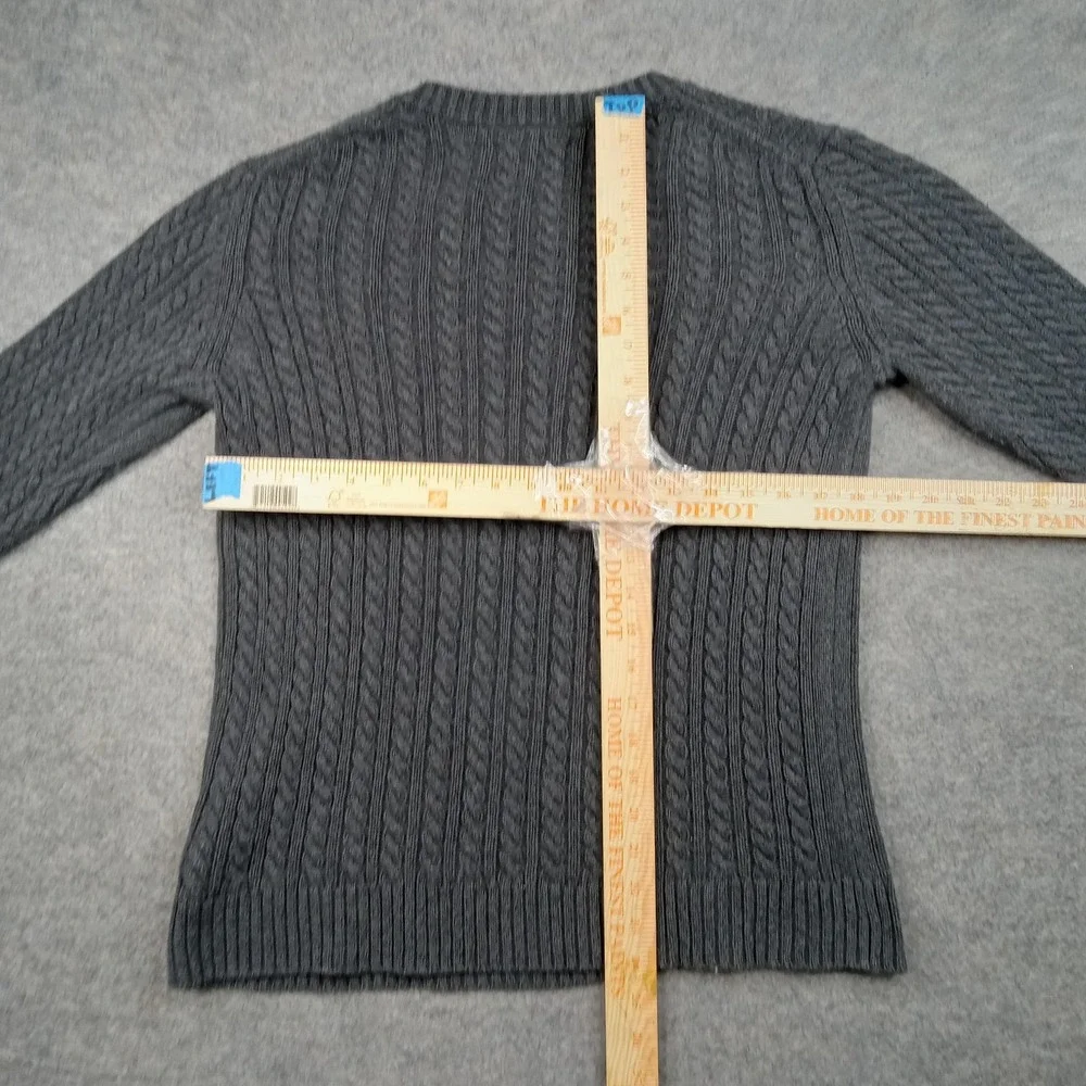 Amazon Sweater Mens Large Gray 100% Cotton‎ Cable Knit Crewneck Pullover Casual